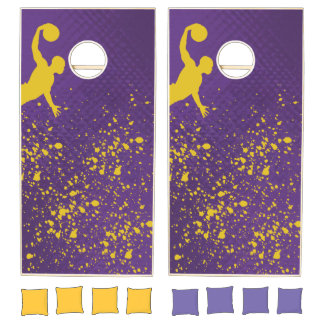 laker inspired cornhole set