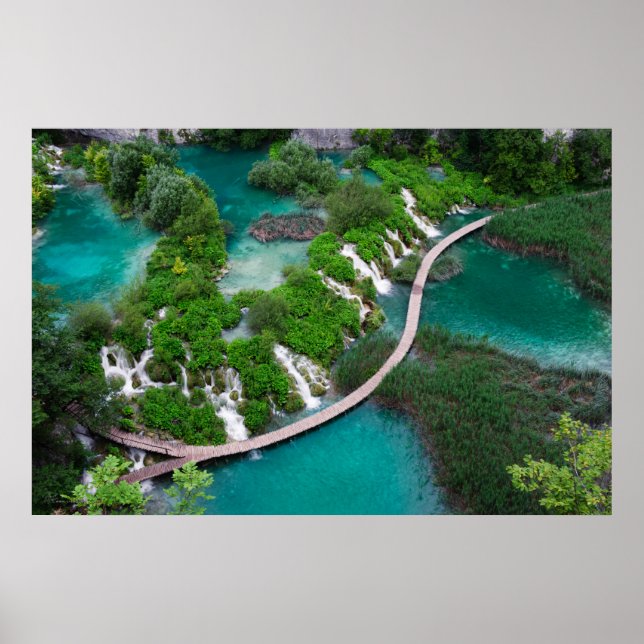Lakes and waterfalls photo print. Plitvice Croatia Poster (Front)