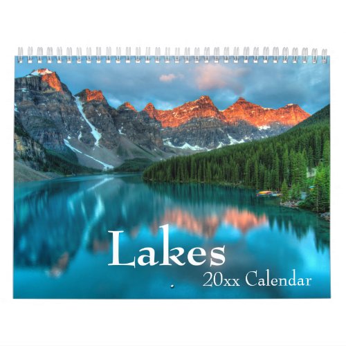 Lakes Forest Mountain Landscape Any Year Calendar