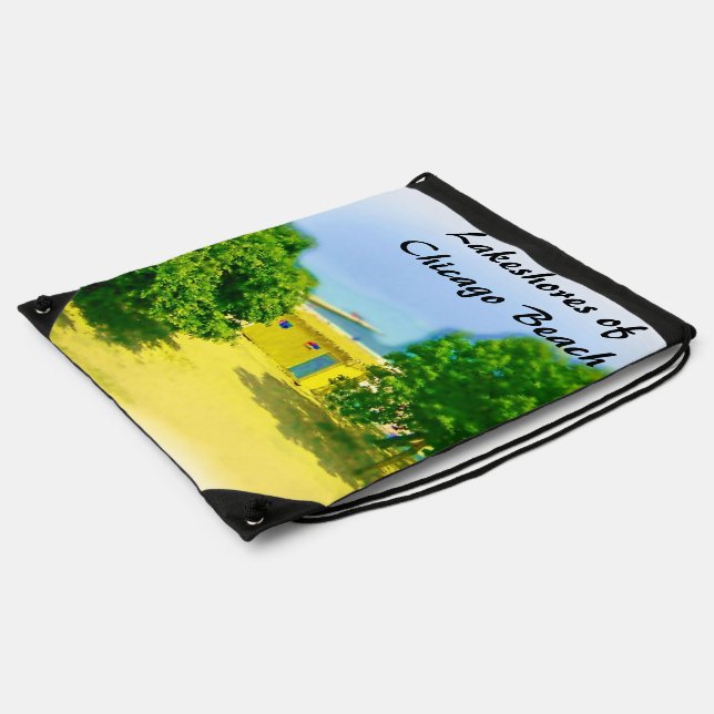 Lakeshores of Chicago Beach Drawstring Bag (Side)