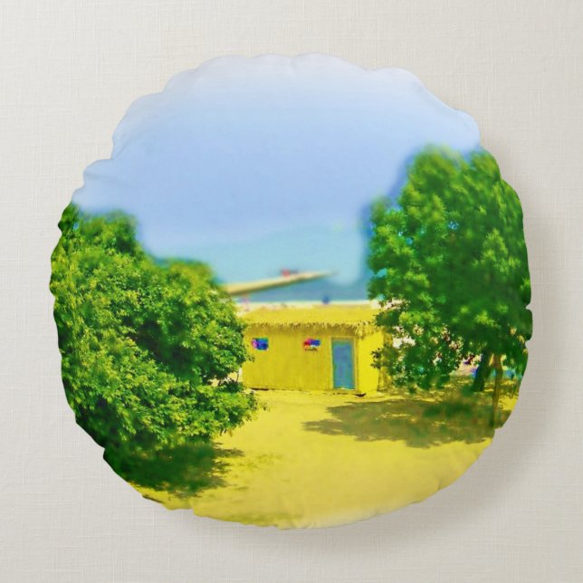 Lakeshores of Chicago Beach Round Pillow (Front)
