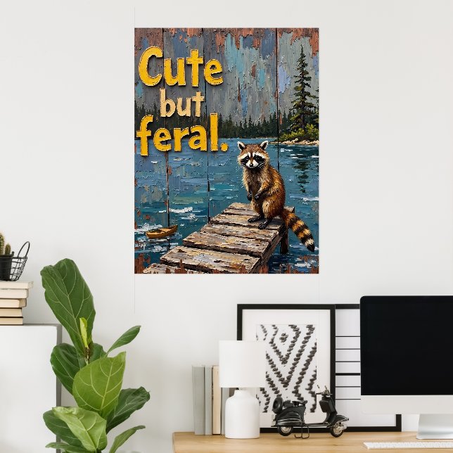 Lakeside Bandit: A Raccoon's View Poster (Home Office)