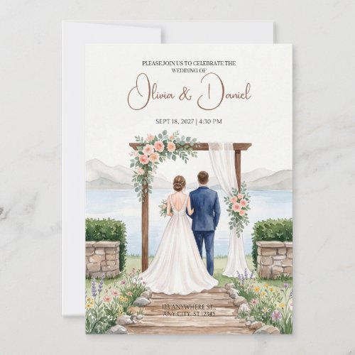 Lakeside Bride Groom Wedding Invitation