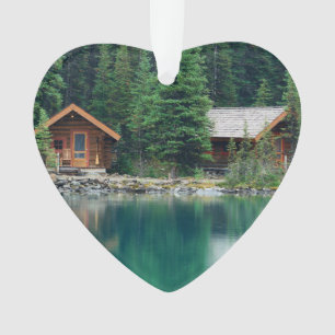 Lakeside Cabin Dated Photo Custom Ornament