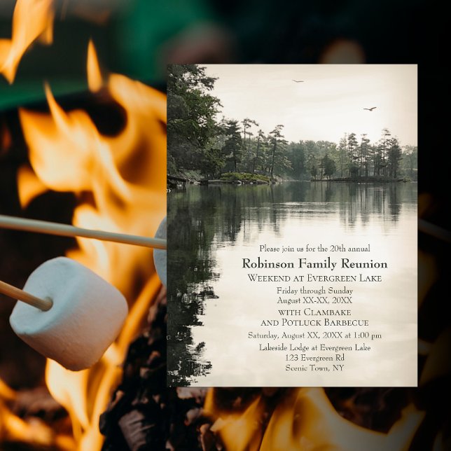 Lakeside Camping Family Reunion Jamboree Barbecue Invitation (Creator Uploaded)