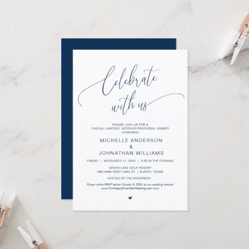 Lakeside Casual Modern Wedding Rehearsal Dinner Invitation