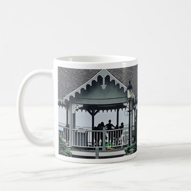 Lakeside Chautauqua Yoga Silhouette Print  Coffee Mug (Left)