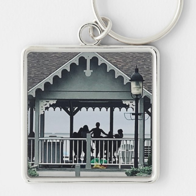 Lakeside Chautauqua Yoga Silhouette Print  Keychain (Front)