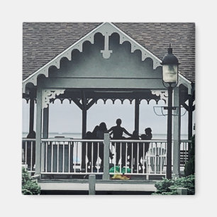 Lakeside Chautauqua Yoga Silhouette Print  Magnet