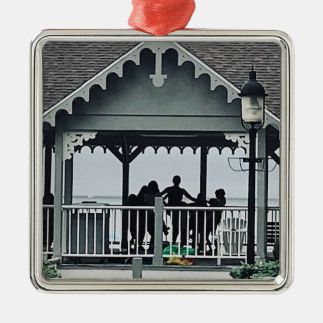 Lakeside Chautauqua Yoga Silhouette Print  Metal Ornament (Front)
