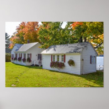 Lakeside Cottages In Vermont In Autumn Poster by catherinesherman at Zazzle