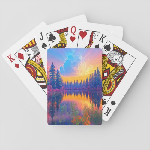 Lakeside Dreams a Sunsets Kaleidoscope Playing Cards