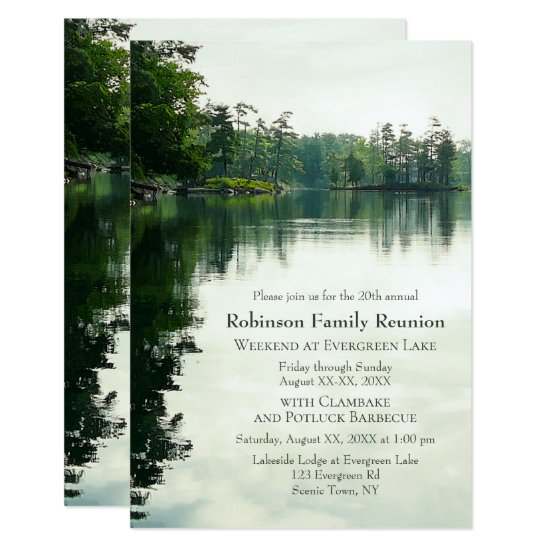 Lakeside Family Reunion Camping Potluck Barbecue Invitation