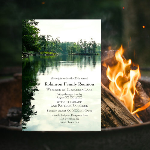 Lakeside Family Reunion Camping Potluck Barbecue Invitation