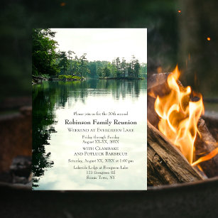 Lakeside Family Reunion Camping Potluck Barbecue Invitation