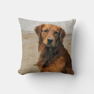 Lakeside Golden Retriever Art Gifts Throw Pillow