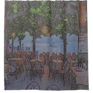 LAKESIDE ITALIAN OUTDOOR CAFE  UNDER TREE CANOPY