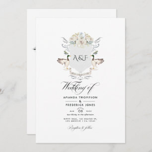 Lakeside Monogram Crest QR Code RSVP Wedding Invitation