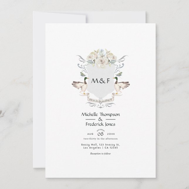 Lakeside Monogram Crest Wedding Invitation (Front)