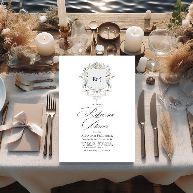 Lakeside Monogram Laurel Crest Rehearsal Dinner Invitation (Lakeside Monogram Laurel Crest Rehearsal Dinner Invitation)