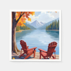 Lakeside Morning Peaceful Mountain Landscape Art Napkins