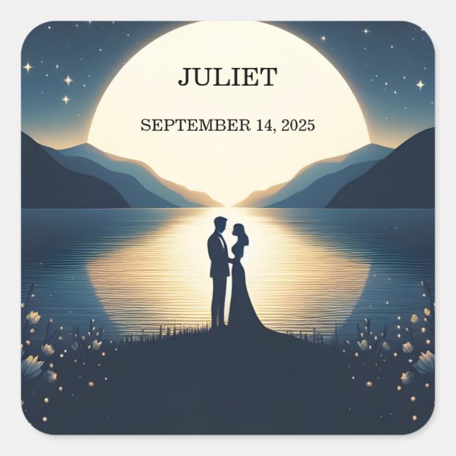 Lakeside Mountain Fun Nature Lake Bridal Shower Square Sticker (Front)