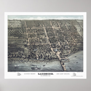 Lakeside, OH Panoramic Map - 1884 Poster