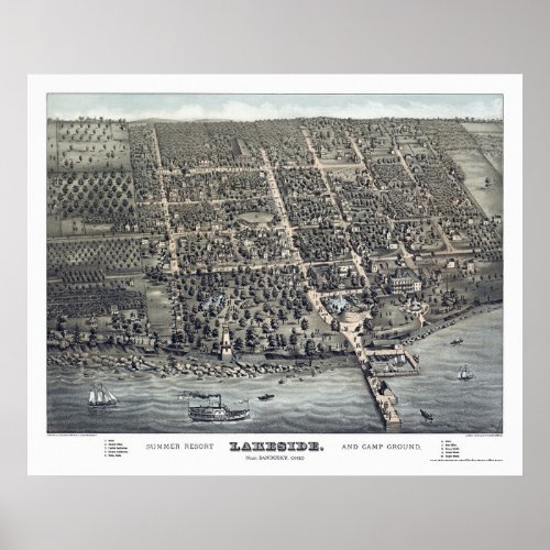 Lakeside OH Panoramic Map _ 1884 Poster
