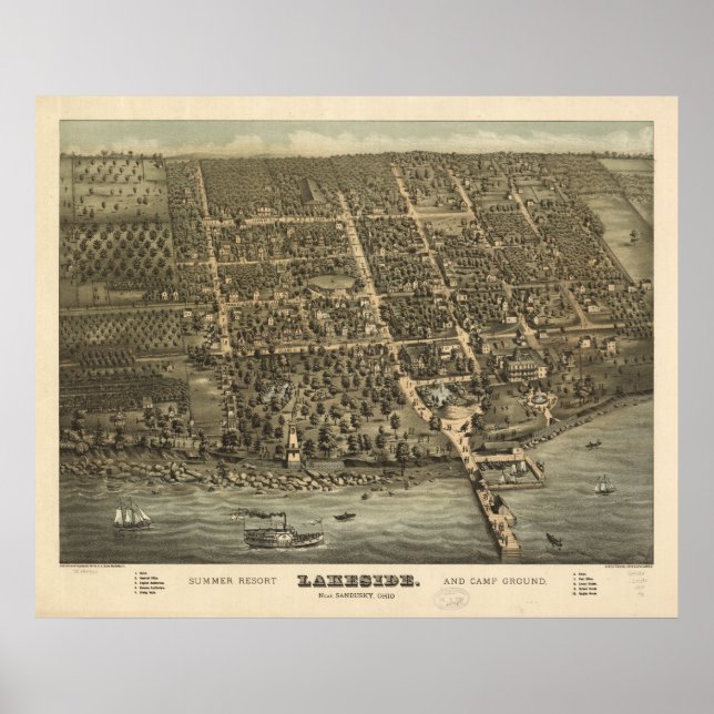 Lakeside Ohio 1884 Antique Panoramic Map Poster (Front)