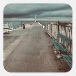 Lakeside Pier Photography Square Sticker