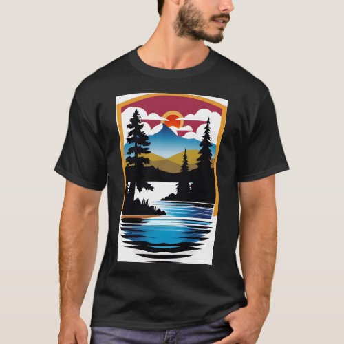 Lakeside Retreat  Tranquil Nature T_Shirt
