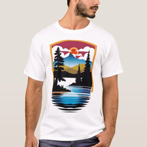 Lakeside Retreat  Tranquil Nature T_Shirt