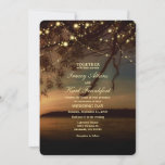 Lakeside Rustic String Lights Wedding Invitation at Zazzle