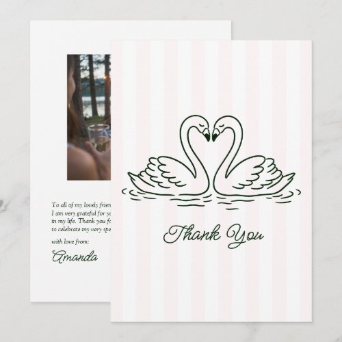 Lakeside Swan Camp Bachelorette Weekend Photo Thank You Card