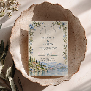 Lakeside Villa Olive Italian Garden Wedding Invitation