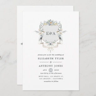 Lakeside Wedding Monogram Crest Invitation