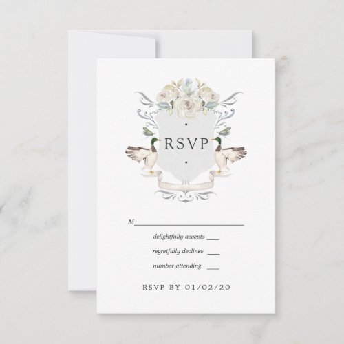 Lakeside Wedding Monogram Crest RSVP Card