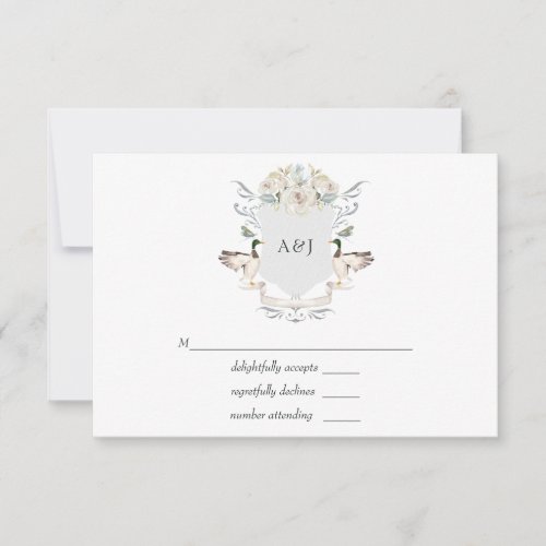 Lakeside Wedding Monogrammed Crest RSVP Card