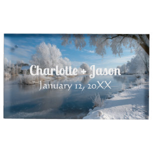 Lakeside Winter Wonderland Wedding Place Card Holder