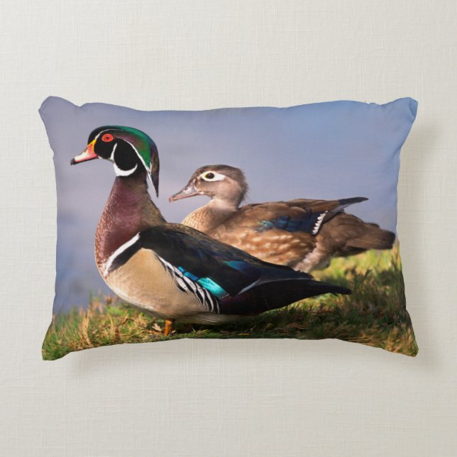 Lakeside, Wood Duck Decorative Pillow (Front)