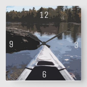 Lakeview Canoe Photography Square Wall Clock