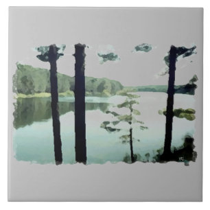 Lakeview Lake Photography Abstract Ceramic Tile