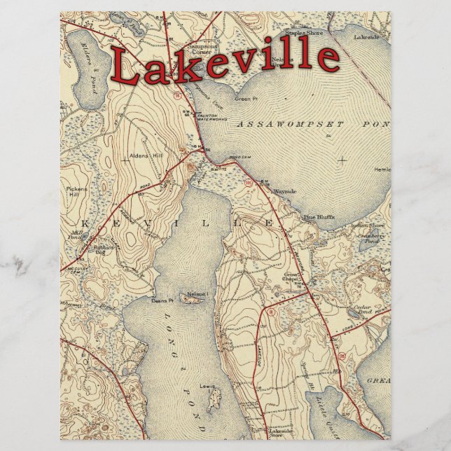 Lakeville Massachusetts Old Map Flyer (Front)