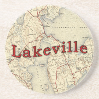 Lakeville Massachusetts Old Map Sandstone Coaster