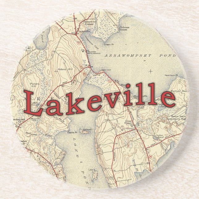 Lakeville Massachusetts Old Map Sandstone Coaster (Front)