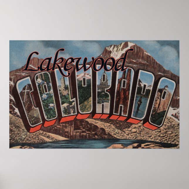 Lakewood, Colorado - Large Letter Scenes Poster (Front)