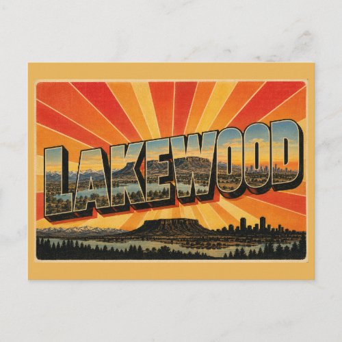 Lakewood Colorado Mountain Mesa Lake Art Postcard