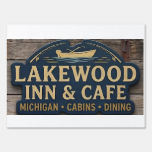Lakewood Inn & Cafe Rustic Michigan Sign