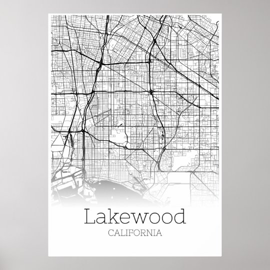 Lakewood Map - California - City Map Poster  Zazzle.com