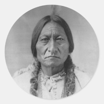 Lakota American Indian Chief Sitting Bull Classic Round Sticker by allphotos at Zazzle